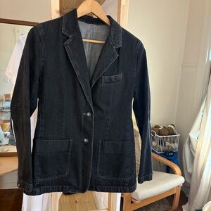 Vintage Black Denim Blazer Jacket